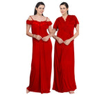 Load image into Gallery viewer, Red / One Size Off Shoulder Satin Nighty With Robe The Orange Tags
