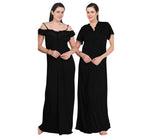 Load image into Gallery viewer, Black / One Size Off Shoulder Satin Nighty With Robe The Orange Tags

