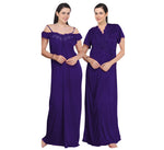 Load image into Gallery viewer, Dark Purple / One Size Off Shoulder Satin Nighty With Robe The Orange Tags
