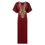 Charger l&#39;image dans la galerie, Deep Red / 3XL Cotton Rich Embroidery Plus Size Nightdress The Orange Tags
