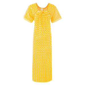Yellow / One Size 100% Cotton Printed Nighty The Orange Tags