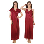 Charger l&#39;image dans la galerie, Deep Red / 8-14 Satin Nightwear Set Nighty With Dressing Gown/ Robe The Orange Tags

