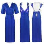 Afbeelding in Gallery-weergave laden, Royal Blue / One Size Sexy Lace Satin Nighty With Robe The Orange Tags
