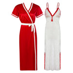 Load image into Gallery viewer, Red / One Size Sexy Lace Satin White Nightdress With Robe The Orange Tags
