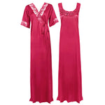 Načíst obrázek do prohlížeče Galerie, Rose Pink / XXL Satin Plus Size 2pc Set Robe &amp; Nighty The Orange Tags
