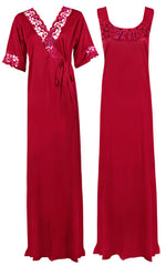 Charger l&#39;image dans la galerie, Hot Pink / XXL Satin Plus Size 2pc Set Robe &amp; Nighty The Orange Tags
