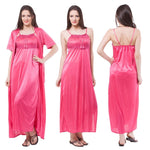 Afbeelding in Gallery-weergave laden, Pink / One Size: Regular (8-16) Satin Nightdress With Robe Nightwear Set The Orange Tags
