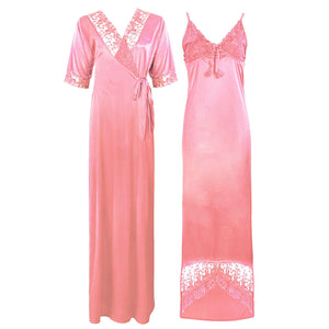 Baby Pink / 8-14 Satin Lace Nighty With Robe The Orange Tags