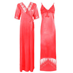 Charger l&#39;image dans la galerie, Peach / 8-14 Satin Lace Nighty With Robe The Orange Tags
