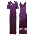 Charger l&#39;image dans la galerie, Purple / 8-14 Satin Lace Nighty With Robe The Orange Tags
