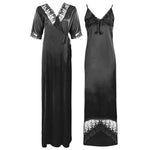 Charger l&#39;image dans la galerie, Black / 8-14 Satin Lace Nighty With Robe The Orange Tags
