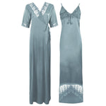 Afbeelding in Gallery-weergave laden, Silver / 8-14 Satin Lace Nighty With Robe The Orange Tags
