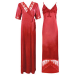Load image into Gallery viewer, Red / 8-14 Satin Lace Nighty With Robe The Orange Tags
