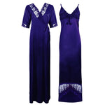 Charger l&#39;image dans la galerie, Blue / 8-14 Satin Lace Nighty With Robe The Orange Tags
