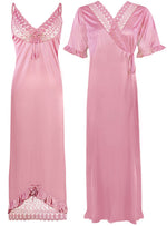 Charger l&#39;image dans la galerie, Baby Pink / One Size: Regular (8-16) Designer Satin Nightwear Nighty and Robe The Orange Tags
