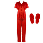 Загрузить изображение в средство просмотра галереи, Red / One Size Satin Pyjama Set With Bedroom Sleepers The Orange Tags
