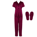 Načíst obrázek do prohlížeče Galerie, Purple / One Size Satin Pyjama Set With Bedroom Sleepers The Orange Tags
