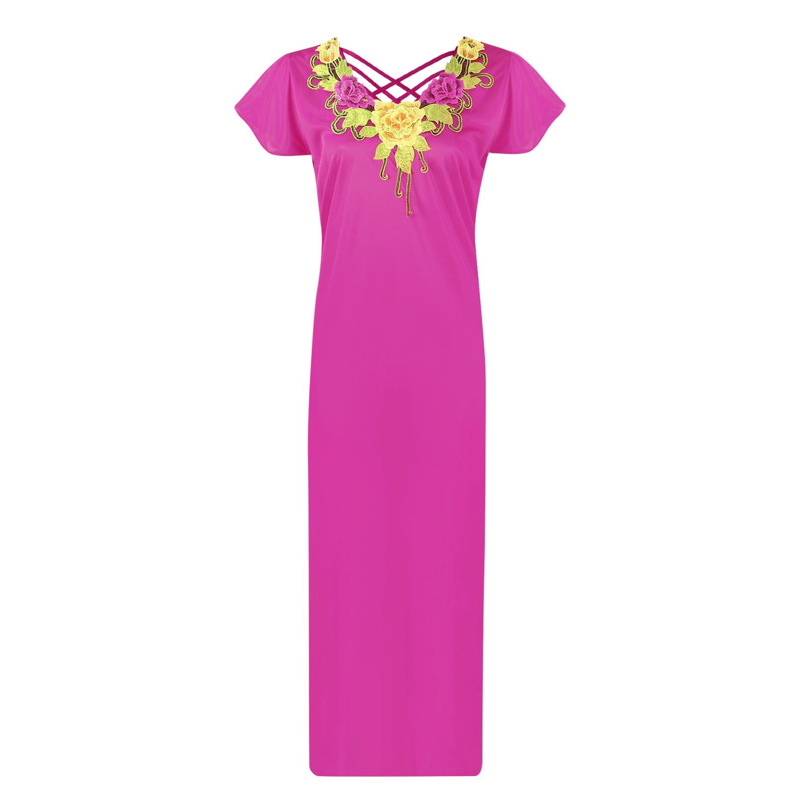 Pink / One Size Designer Silky Satin Nightdress / Maxi The Orange Tags