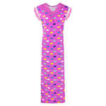 Load image into Gallery viewer, Purple / One Size Women Heart Print Stretchable Cotton Nightie The Orange Tags
