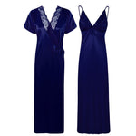 Afbeelding in Gallery-weergave laden, Navy / One Size Satin Strappy Long Nighty With Robe The Orange Tags
