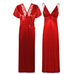 Load image into Gallery viewer, Red / One Size Satin Strappy Long Nighty With Robe The Orange Tags
