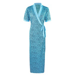 Load image into Gallery viewer, Sky Blue / One Size Animal Print Cotton Robe / Wrap Gown The Orange Tags
