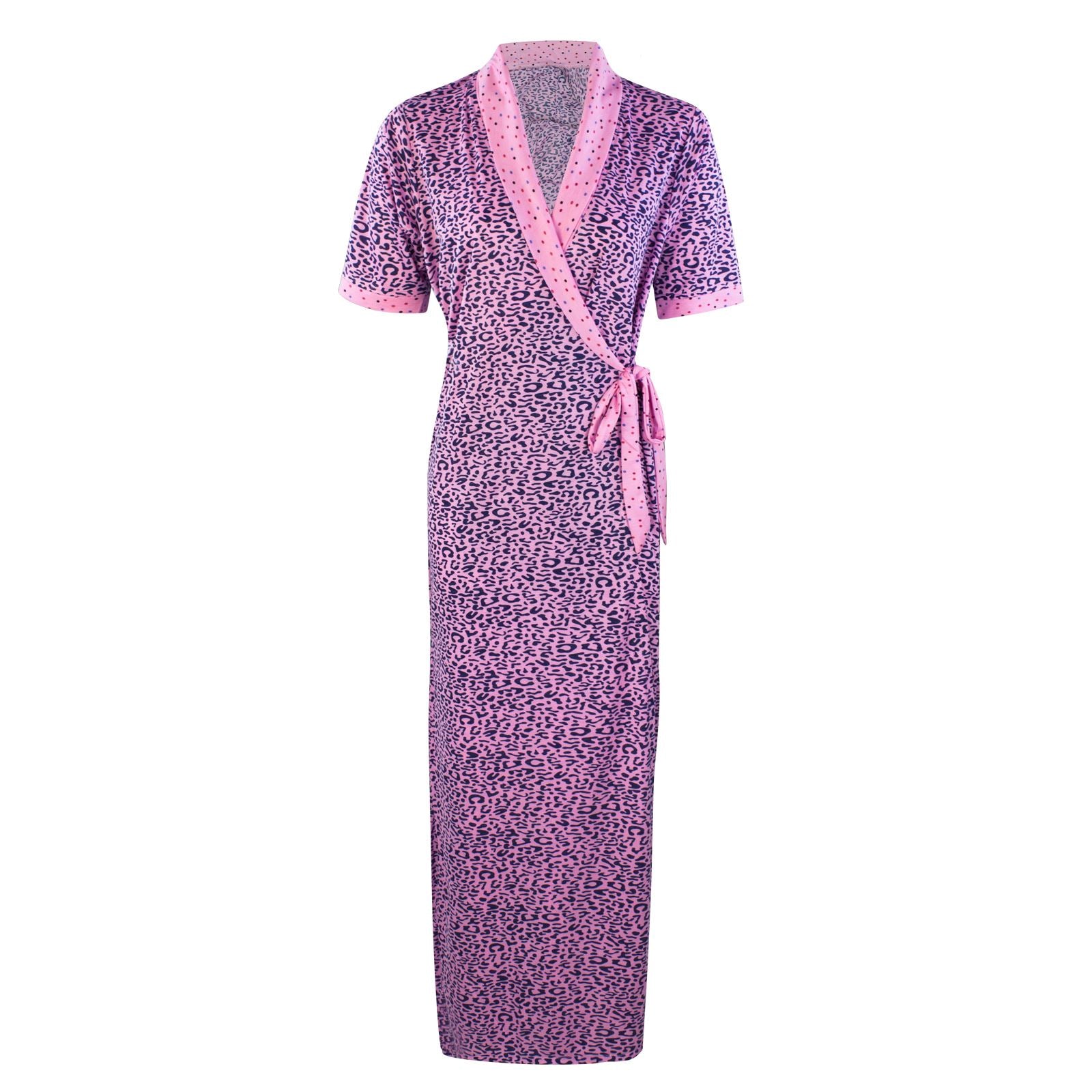 Pink / One Size Animal Print Cotton Robe / Wrap Gown The Orange Tags