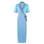 Load image into Gallery viewer, Sky Blue 1 / One Size Animal Print Cotton Robe / Wrap Gown The Orange Tags
