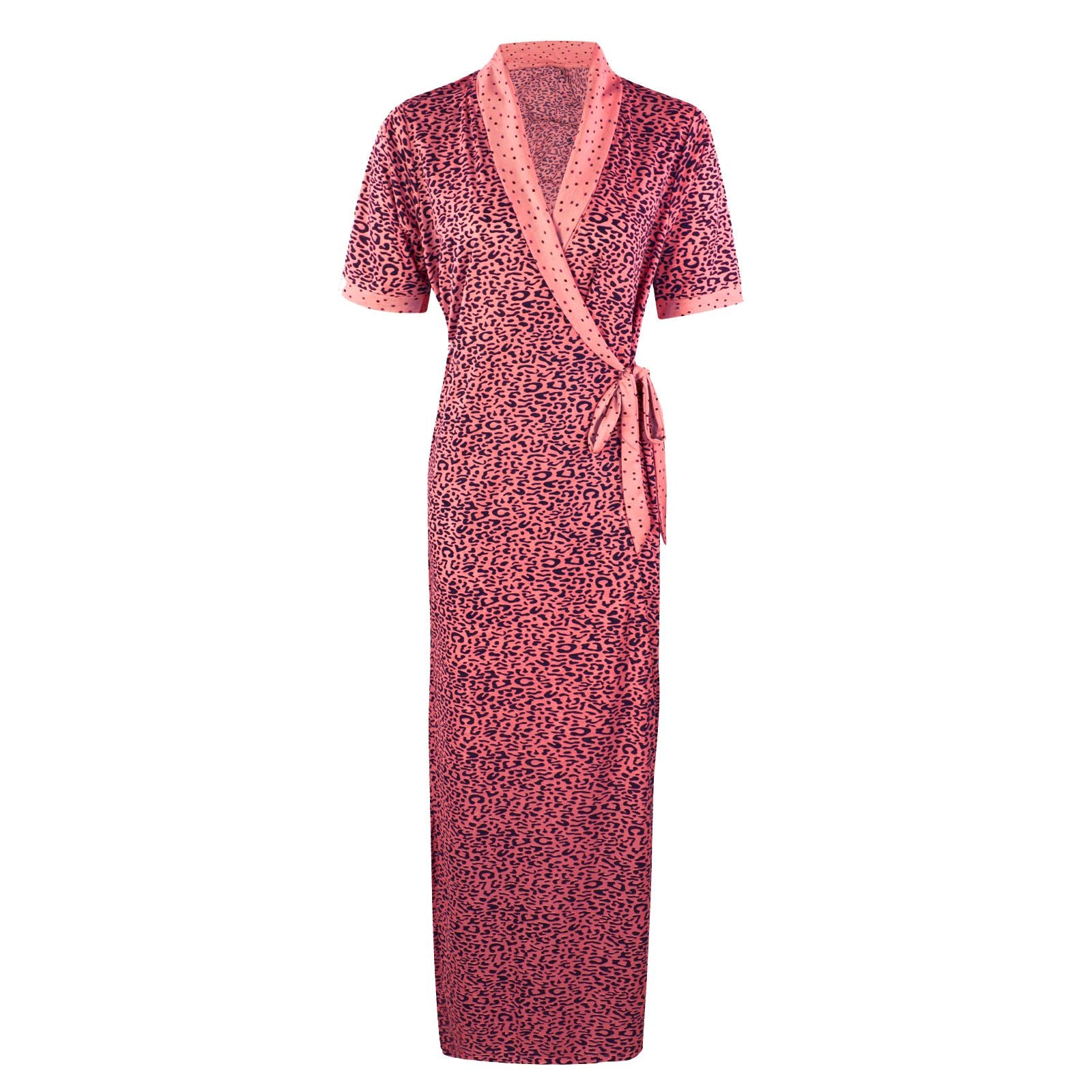 Coral / One Size Animal Print Cotton Robe / Wrap Gown The Orange Tags
