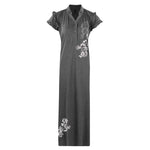 Afbeelding in Gallery-weergave laden, Grey / One Size Ladies Collor Neck Full Length Nighty The Orange Tags
