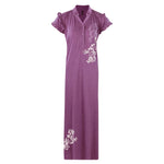 Afbeelding in Gallery-weergave laden, Purple / One Size Ladies Collor Neck Full Length Nighty The Orange Tags
