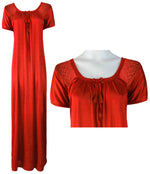 Charger l&#39;image dans la galerie, Red / XXL (24-28) Satin Solid Colour Plus Size Long Nightdress / Nightie The Orange Tags
