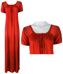 Red / XXL (24-28) Satin Solid Colour Plus Size Long Nightdress / Nightie The Orange Tags