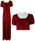 Charger l&#39;image dans la galerie, Deep Red / XXL (24-28) Satin Solid Colour Plus Size Long Nightdress / Nightie The Orange Tags
