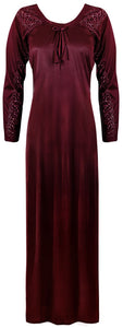 Deep Red 1 / XXL (24-28) Satin Solid Colour Plus Size Long Nightdress / Nightie The Orange Tags