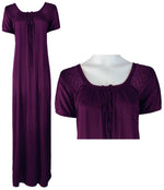Load image into Gallery viewer, Dark Purple / XXL (24-28) Satin Solid Colour Plus Size Long Nightdress / Nightie The Orange Tags
