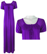 Načíst obrázek do prohlížeče Galerie, Purple / XXL (24-28) Satin Solid Colour Plus Size Long Nightdress / Nightie The Orange Tags
