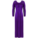 Načíst obrázek do prohlížeče Galerie, Purple 1 / XXL (24-28) Satin Solid Colour Plus Size Long Nightdress / Nightie The Orange Tags
