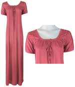 Load image into Gallery viewer, Rosewood / XXL (24-28) Satin Solid Colour Plus Size Long Nightdress / Nightie The Orange Tags
