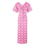 Загрузить изображение в средство просмотра галереи, Pink / XXL 100% Cotton Floral Long Nightdress Plus Size The Orange Tags
