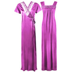 Load image into Gallery viewer, WOMENS LONG SATIN CHEMISE NIGHTIE NIGHTDRESS LADIES DRESSING GOWN 2PC SET 8-16 The Orange Tags
