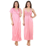 Afbeelding in Gallery-weergave laden, 2 Pc Satin Long Nighty With Robe / Wrap Gown The Orange Tags
