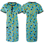 Afbeelding in Gallery-weergave laden, Blue / XL Ladies / Girls Plus Size Short Printed Nightshirt The Orange Tags
