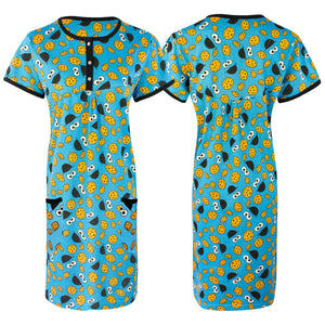 Blue / XL Ladies / Girls Plus Size Short Printed Nightshirt The Orange Tags
