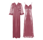 Načíst obrázek do prohlížeče Galerie, Rosewood / One Size Sexy Satin Lace Nightdress With Robe The Orange Tags
