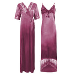 Charger l&#39;image dans la galerie, Rosewood / 8-14 Satin Lace Nighty With Robe The Orange Tags
