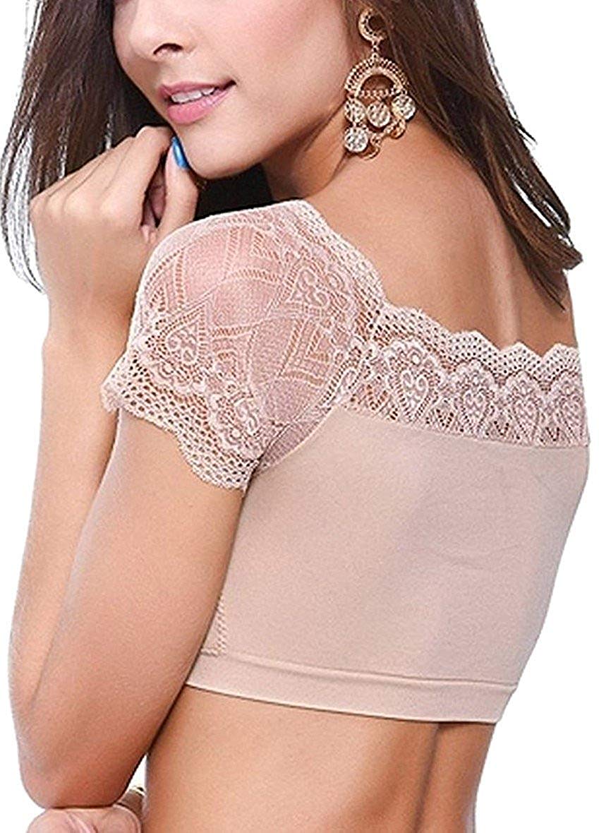 Women Net Crop Top Butterfly Stretchable Cotton Blouse Removable Pads The Orange Tags