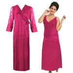 Načíst obrázek do prohlížeče Galerie, Pink / One Size Women Long Sleeve Satin Gown with Nighty The Orange Tags
