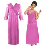 Load image into Gallery viewer, Rose / One Size Women Long Sleeve Satin Gown with Nighty The Orange Tags
