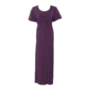 Dark Purple / XL Cotton Rich Plus Size Nightgown The Orange Tags